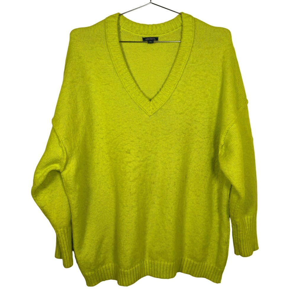 Wild Fable Womens XXL Oversized V-Neck‎ Sweater Lime Green Neon